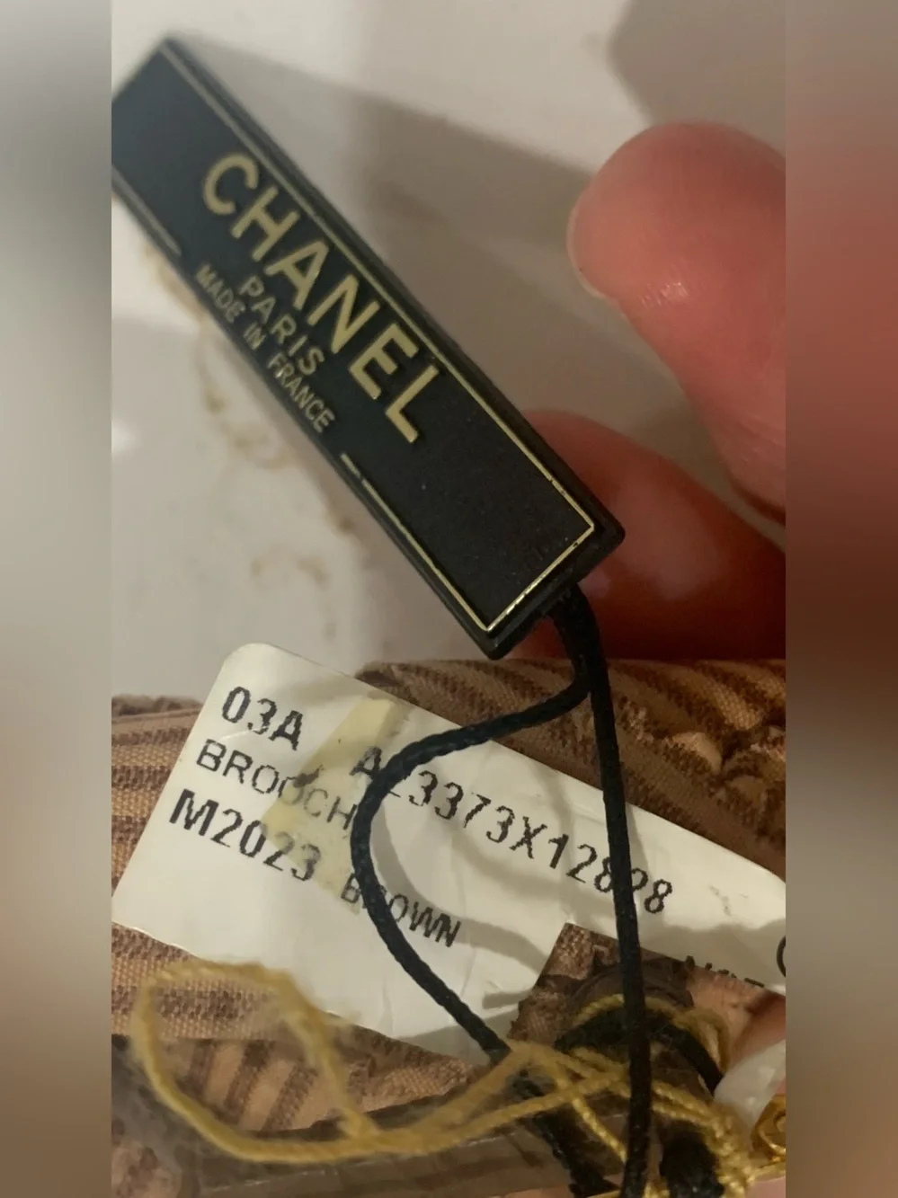 Rare CHANEL Brown Corduroy Camellia BROOCH